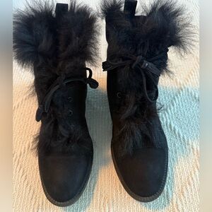 Pedro Garcia Black Fur-Trimmed Winter Boots